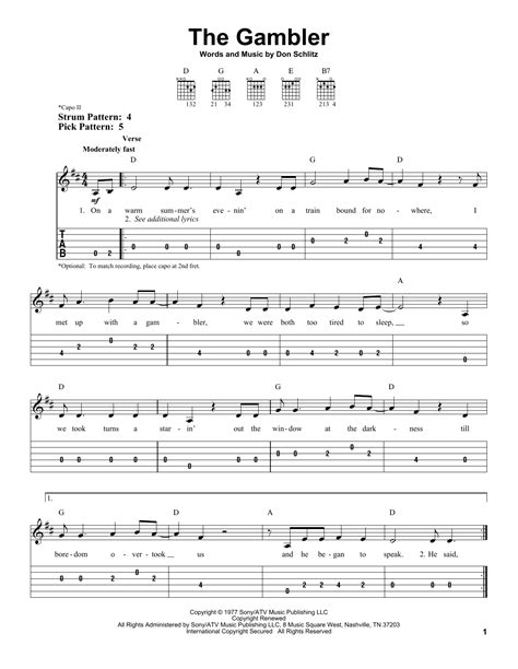 kenny rogers the gambler chords